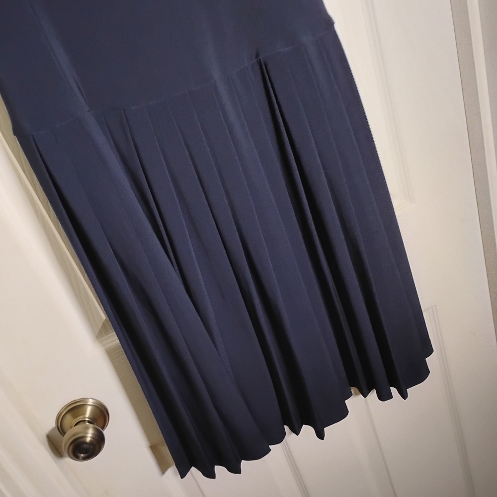 Navy Blue Knit Dress LAUREN Ralph Lauren Scoop Neck Cap Sleeve Size 6 - Picture 3 of 7